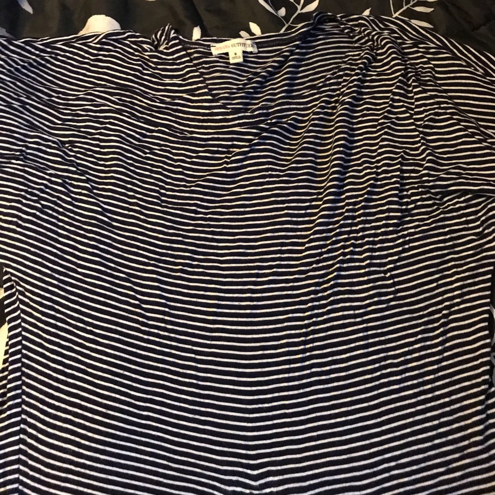 Blue and white striped blouse